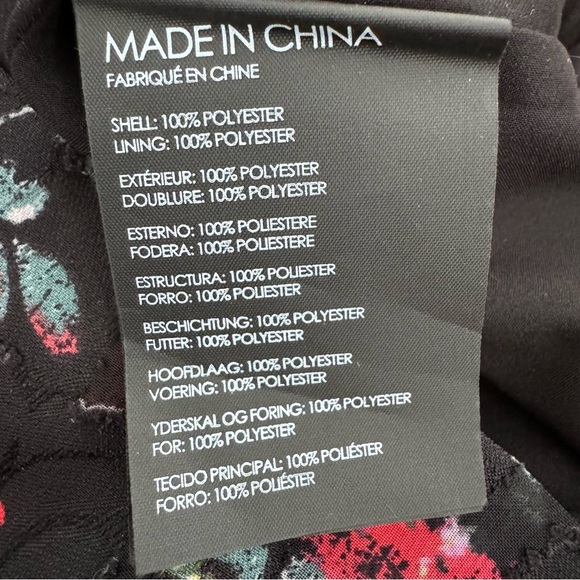 Club Monaco Gustano Dress Black Grand Floral Print Bell Sleeve Sheer pattern 00 - Picture 8 of 8